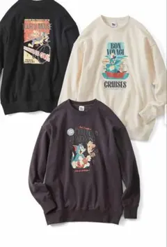 トムとジェリー プリント クルーネック トレーナー Mサイズ ブラック