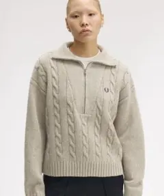 FRED PERRY ハーフジップケーブルニット サイズ10のサムネイル