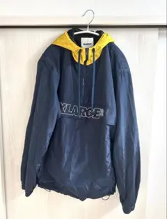 【美品】XLARGE フード付きナイロンジャケット M ネイビー/イエロー