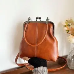 がま口バッグショルダーレトロクラシカル大人可愛いフェイクレザー