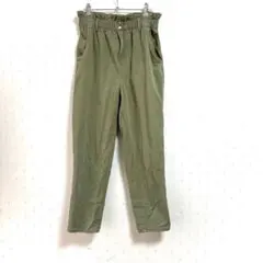 H&M ハイウエストパンツ カーキ ウエストゴム テーパード