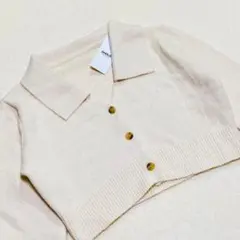 タグ付 未使用品 DHOLIC 大きめ襟 厚手 ふわふわカーディガン アイボリー