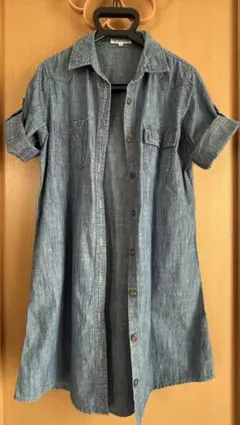 THE SHOP TK 半袖デニムシャツ ブルー Fサイズのサムネイル