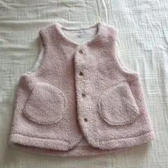 ユニクロ　ボアベスト ピンク くま柄 子供服