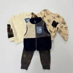 baby LEE 男の子90 80コーデ ベスト トレーナー パンツ