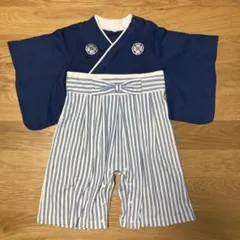 ベビー袴ロンパース 80cm ネイビー ストライプ