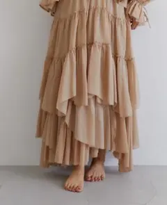 新品揺れるCASA FLINEボリュームコットンティアードスカート