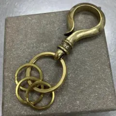 真鍮製カラビナ シンプルデザイン ツリバリフック 真鍮キーリング