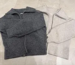 GU パフィータッチジップニットブルゾン