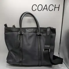 COACH メトロポリタン レザー トートバッグ 2way ネイビー/ブラック