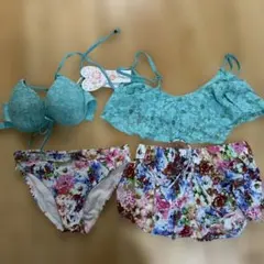 レディース 水着 セパレート 花柄 レース　4点セットのサムネイル
