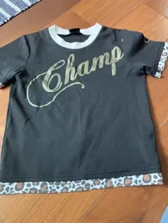 Champion Tシャツ 黒 レオパード柄