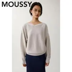 moussy ワイドネックプルオーバー　グレージュニット