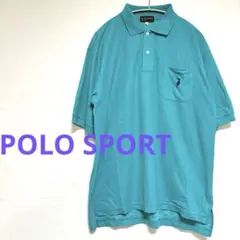 ★90s POLO SPORTターコイズ ヴィンテージポロシャツ ロゴ刺繍