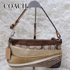 希少 COACH コーチ ミニ アクセサリーポーチ シグネチャー パッチワーク