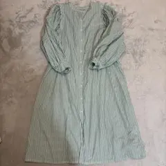 袖ボリューム♡長袖　ストライプ　シャツワンピース