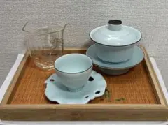 中国茶器　リムテー　蓋碗、茶盤、茶海、茶杯、茶托５点セット