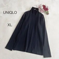 UNIQLO ユニクロ プレミアコットンタートルネックTシャツ長袖 黒 XL