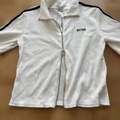 ダブルジップ　襟付き半袖トップス