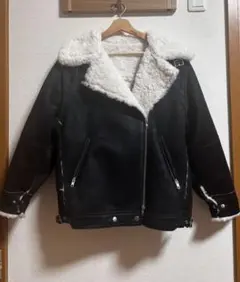 オーバーサイズライダースジャケット ボア襟付き