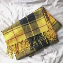 【新品未使用】GU チェック柄マフラー イエロー ブラック WOMEN