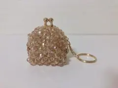 ビーズ　がま口　シャンパンベージュ　小物入れ　小銭入れ　キーホルダー　ピルケースのサムネイル