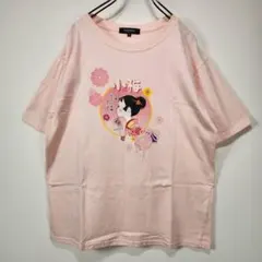 コラボ　半袖　Tシャツ　XL　小梅　ロッテ　ビッグロゴ　ロゴ　ピンク　古着コーデ