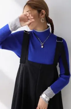 配色ハイネックヒートリブインナー