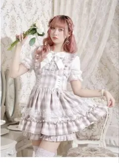 NOEMIE チェック柄 レース 半袖 ミニワンピース セットアップ