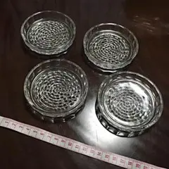 値引き済み　昭和レトロ  ガラス  小皿 茶托  コースター  4枚セット