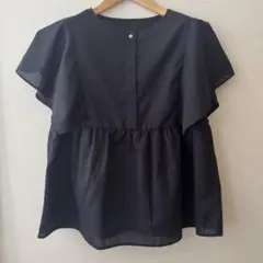 ROSSO URBANREASERCHネービー フレア袖ブラウス リネン混