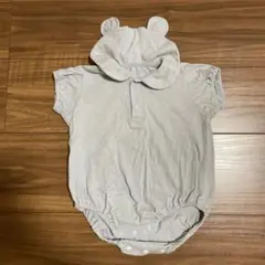 クマ耳付きロンパース 70cm ライトグレー