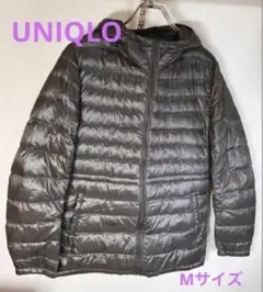 【美品】UNIQLOグレー フード付き ダウンジャケット