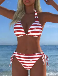 海外 インポート ビキニ マリン ボーダー フルバック セパレート