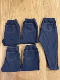 ユニクロ　リラックスフィットレギンス/デニムライク/10分丈90サイズ5枚セット