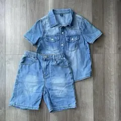SHEIN デニムシャツとショートパンツセット 9Yのサムネイル