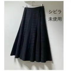 未使用 シビラ 総刺繍リネンコットン タックフレア ロングスカートM w64