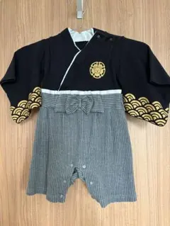 ベビー 袴風 ロンパース 黒 グレー 着物 セレモニー