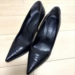 ダイアナ　DIANA クロコ型押し ブラック ハイヒール　22.5cm