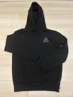 HUF パーカー M ブラック　黒 三角ロゴ　ワンポイント