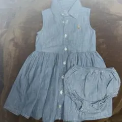 超お得 ラルフローレン デニム ノースリーブドレス パンツ付き12M 美品 可愛