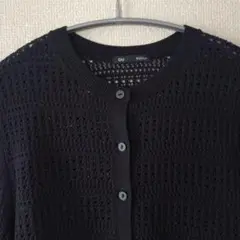 GU 透かし編み クルーネックカーディガン ブラック Sサイズ