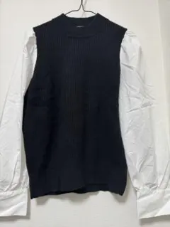 GU リブ編み ブラック ノースリーブ トップス