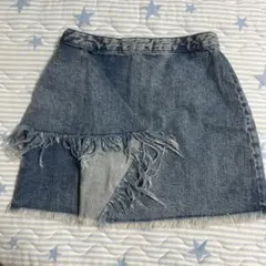 k.【ZARA】デニム フリンジ ミニスカート