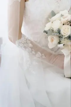 ワタベウェディング　 花柄刺繍 ウェディンググローブ　CG-627W