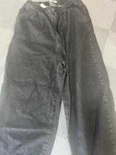グレー ストレートデニム ゴムウエスト