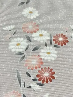 夏着物 絽 付下げ 正絹 叩き 染分け 友禅 花文 淡いくすみピンク系6979のサムネイル