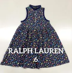 Ralph Lauren ラルフローレン　6　花柄　ワンピース ノースリ　青