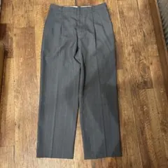 グレー ストライプ ワイドレッグスラックス　vintage ロケットタロンジップ