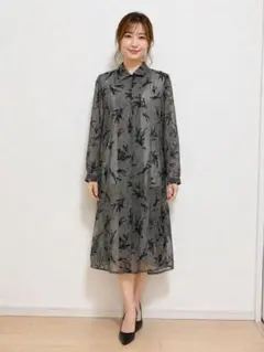 DANA PARIS ダナパリス シアー ロングシャツ 総柄 グレー ブラックのサムネイル